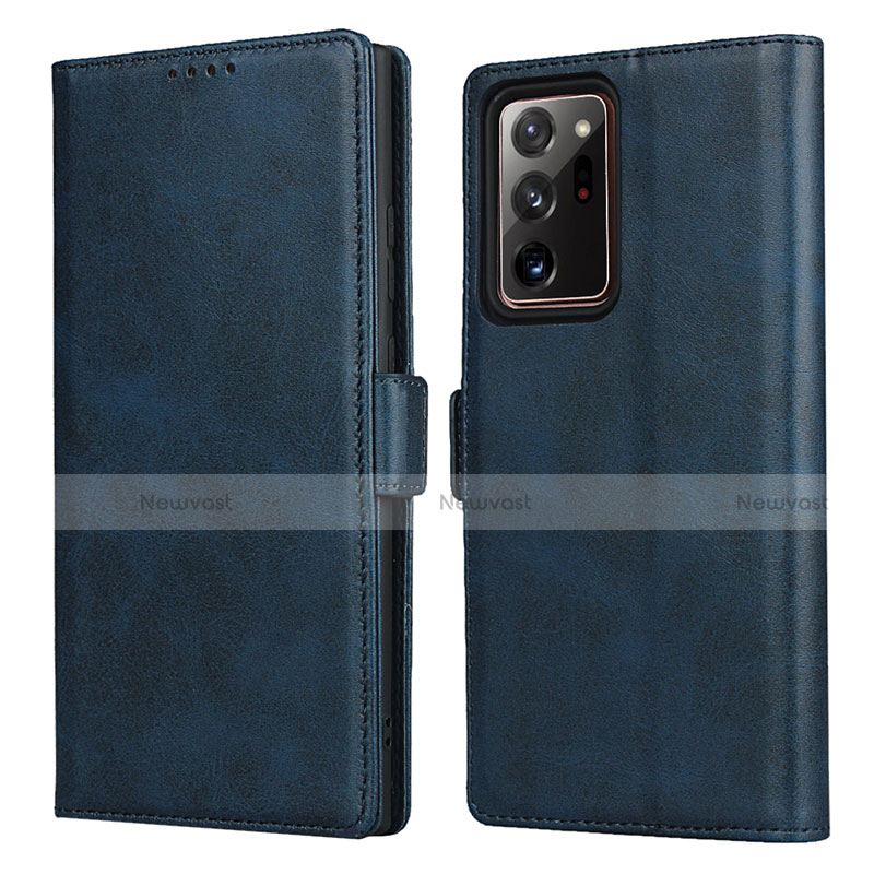 Leather Case Stands Flip Cover N02 Holder for Samsung Galaxy Note 20 Ultra 5G Blue