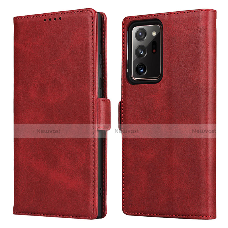 Leather Case Stands Flip Cover N02 Holder for Samsung Galaxy Note 20 Ultra 5G Red