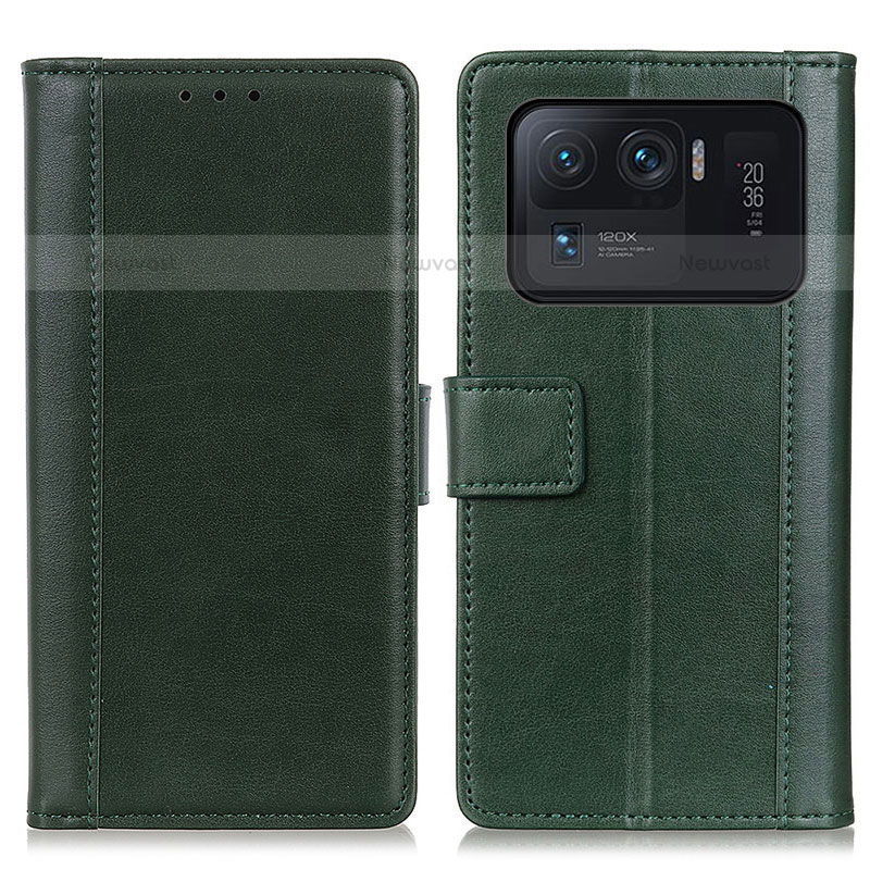 Leather Case Stands Flip Cover N02P Holder for Xiaomi Mi 11 Ultra 5G Green