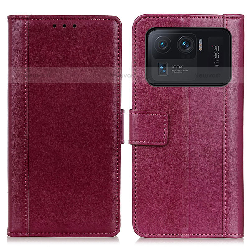 Leather Case Stands Flip Cover N02P Holder for Xiaomi Mi 11 Ultra 5G Red