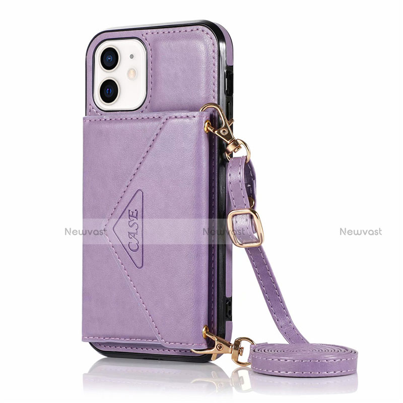 Leather Case Stands Flip Cover N03 Holder for Apple iPhone 12 Clove Purple