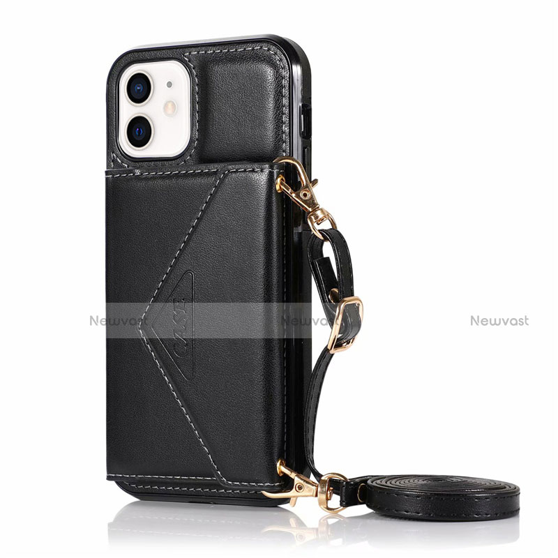 Leather Case Stands Flip Cover N03 Holder for Apple iPhone 12 Mini Black