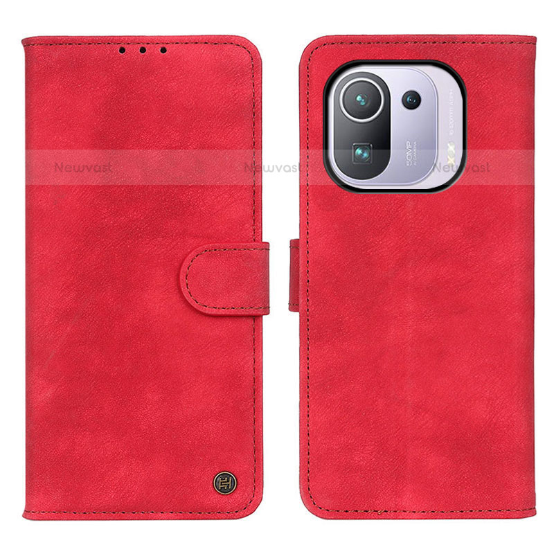 Leather Case Stands Flip Cover N03P Holder for Xiaomi Mi 11 Pro 5G Red