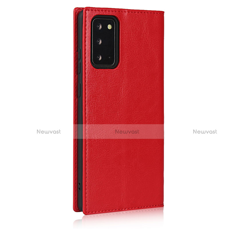 Leather Case Stands Flip Cover N04 Holder for Samsung Galaxy Note 20 5G Red