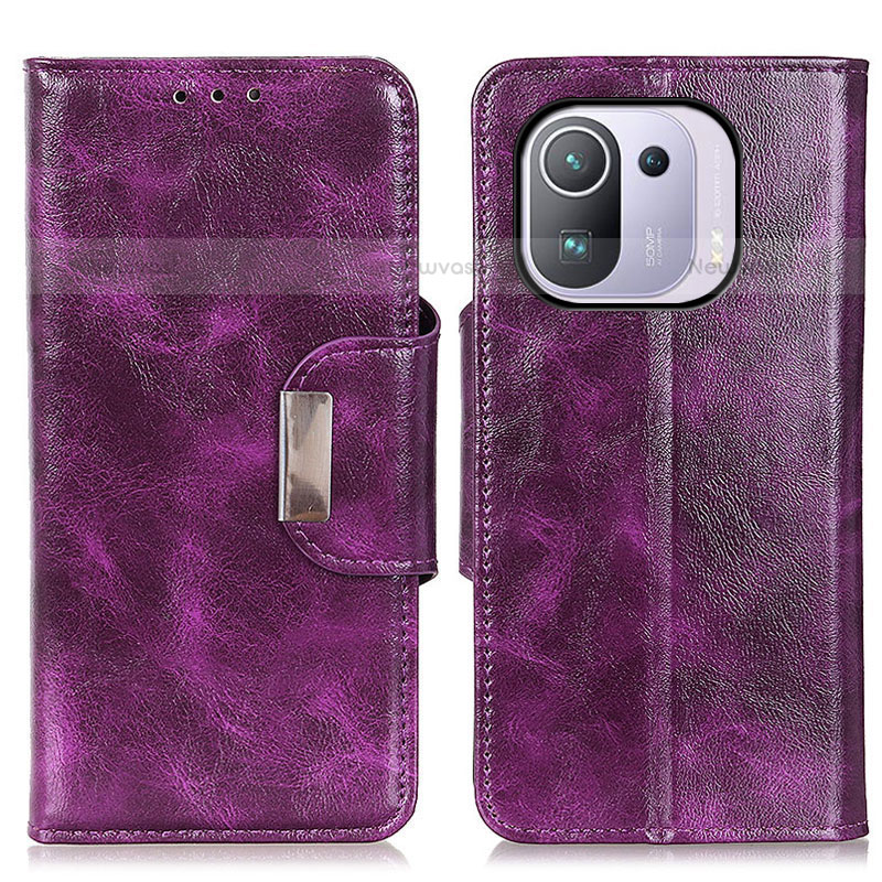 Leather Case Stands Flip Cover N04P Holder for Xiaomi Mi 11 Pro 5G Purple