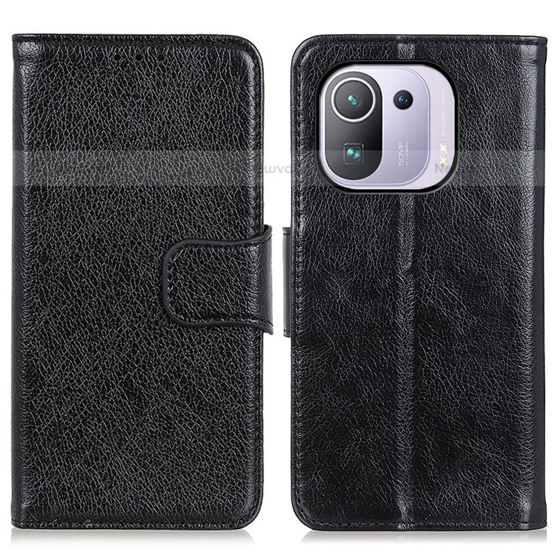 Leather Case Stands Flip Cover N05P Holder for Xiaomi Mi 11 Pro 5G Black