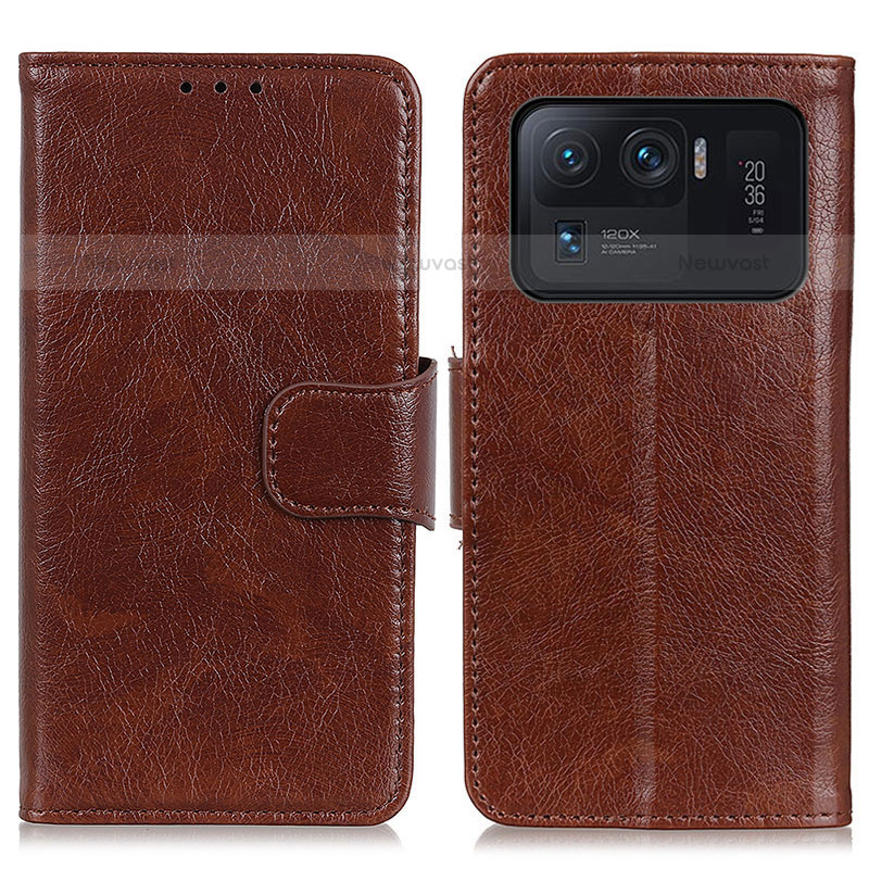 Leather Case Stands Flip Cover N05P Holder for Xiaomi Mi 11 Ultra 5G Brown