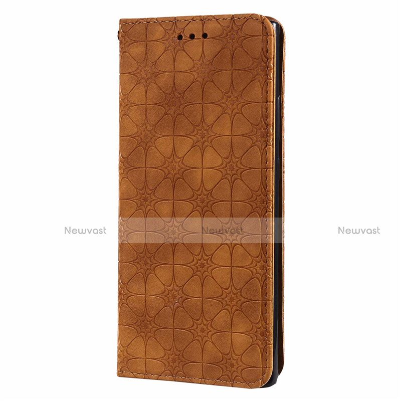 Leather Case Stands Flip Cover N06 Holder for Samsung Galaxy Note 20 Ultra 5G Brown