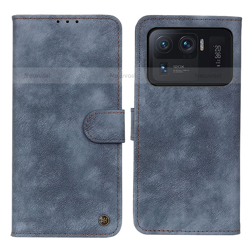 Leather Case Stands Flip Cover N06P Holder for Xiaomi Mi 11 Ultra 5G Blue