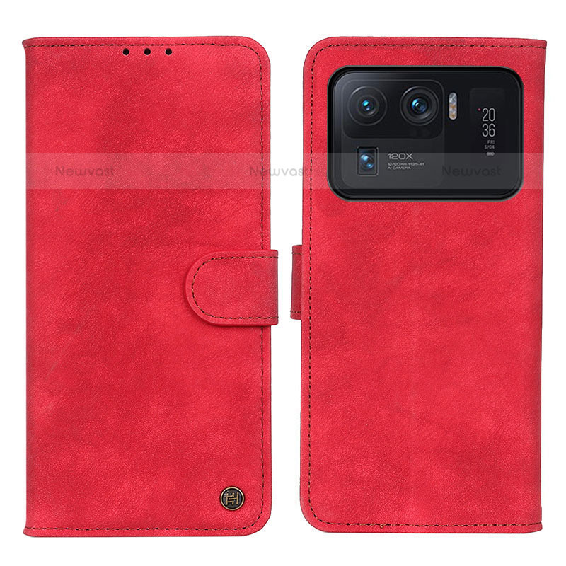 Leather Case Stands Flip Cover N06P Holder for Xiaomi Mi 11 Ultra 5G Red