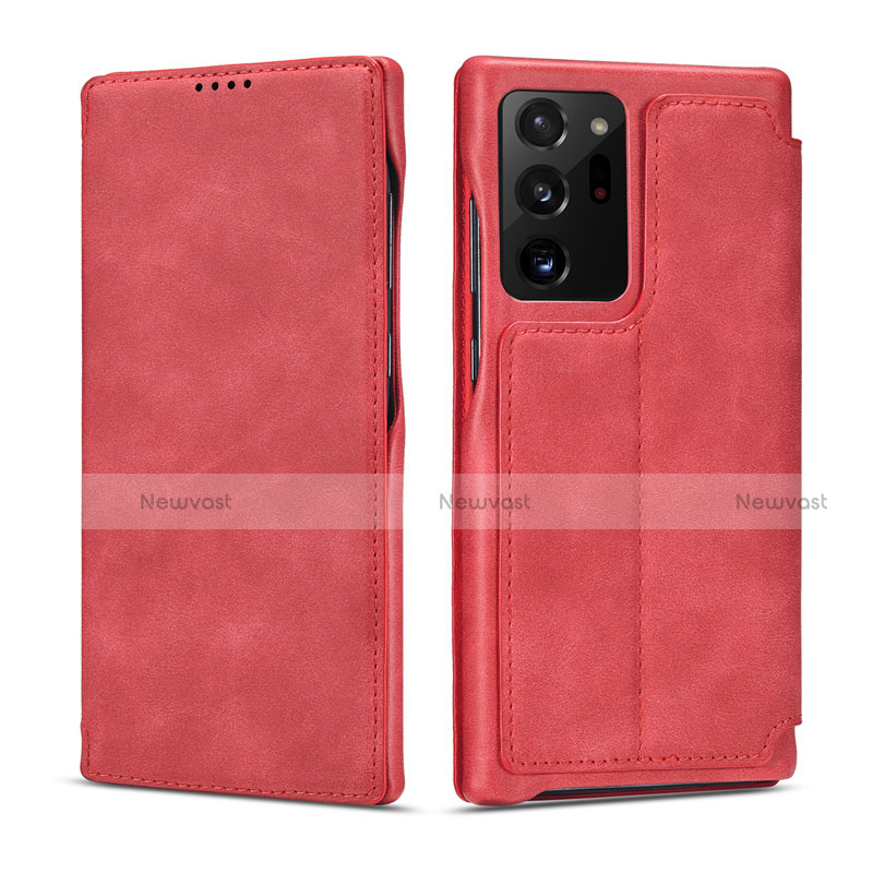 Leather Case Stands Flip Cover N09 Holder for Samsung Galaxy Note 20 Ultra 5G Red