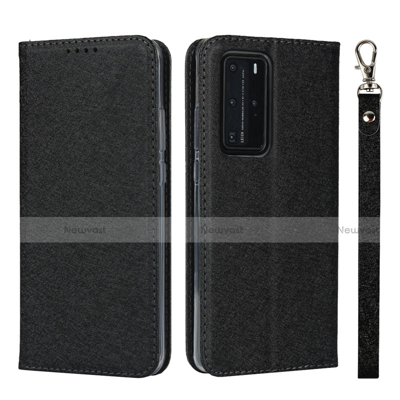 Leather Case Stands Flip Cover N12 Holder for Huawei P40 Pro Black