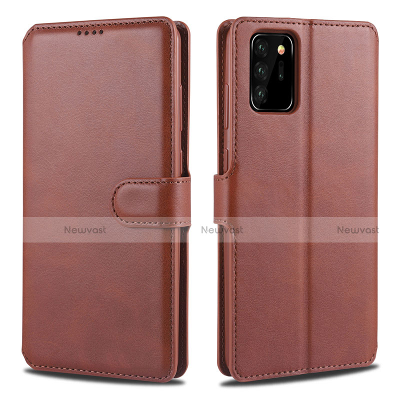 Leather Case Stands Flip Cover N12 Holder for Samsung Galaxy Note 20 Ultra 5G Brown