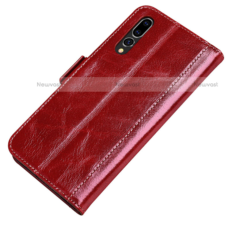 Leather Case Stands Flip Cover P01 Holder for Huawei P20 Pro Red