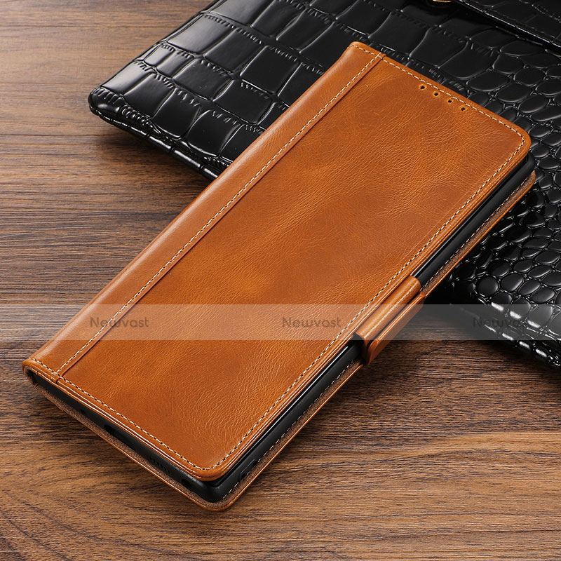 Leather Case Stands Flip Cover P01 Holder for Samsung Galaxy Note 10 5G Orange