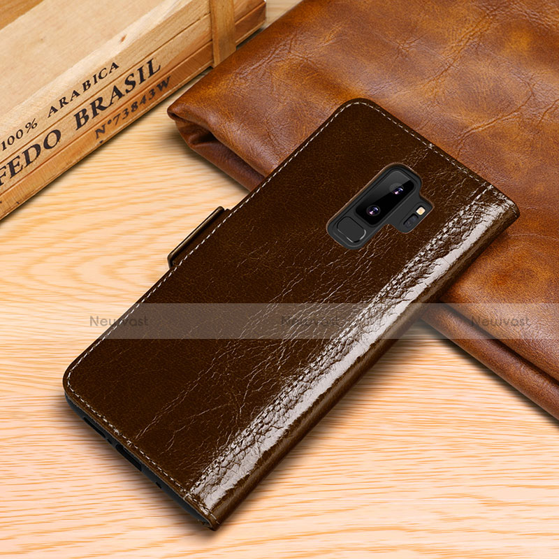 Leather Case Stands Flip Cover P01 Holder for Samsung Galaxy S9 Plus