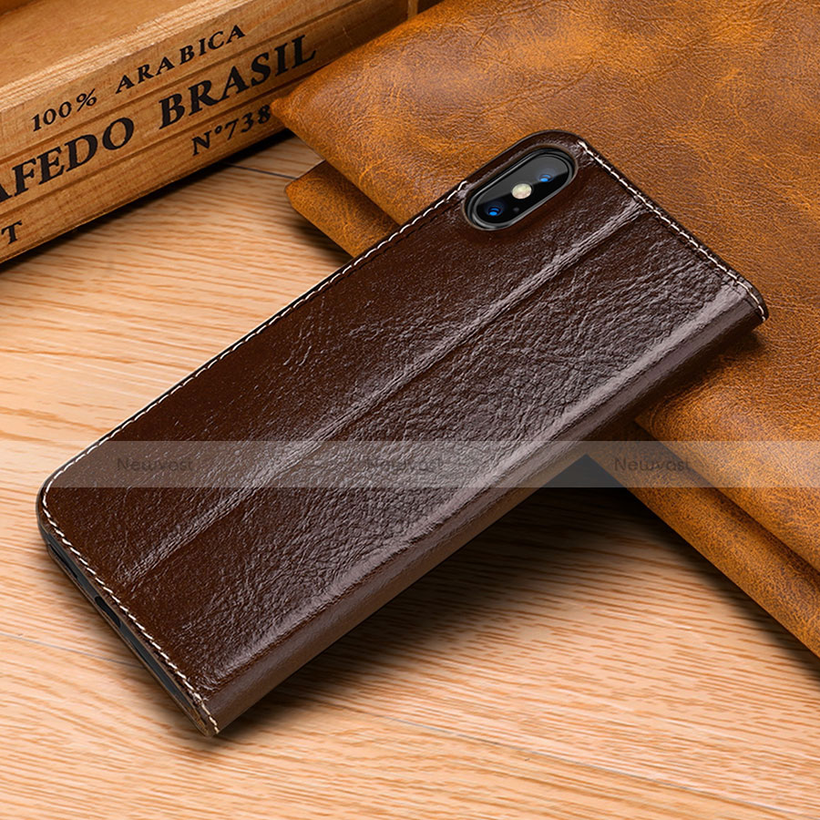 Leather Case Stands Flip Cover P02 Holder for Apple iPhone Xs