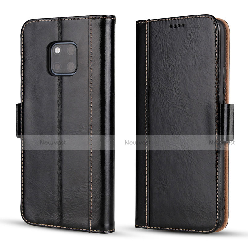 Leather Case Stands Flip Cover P03 Holder for Huawei Mate 20 Pro Black