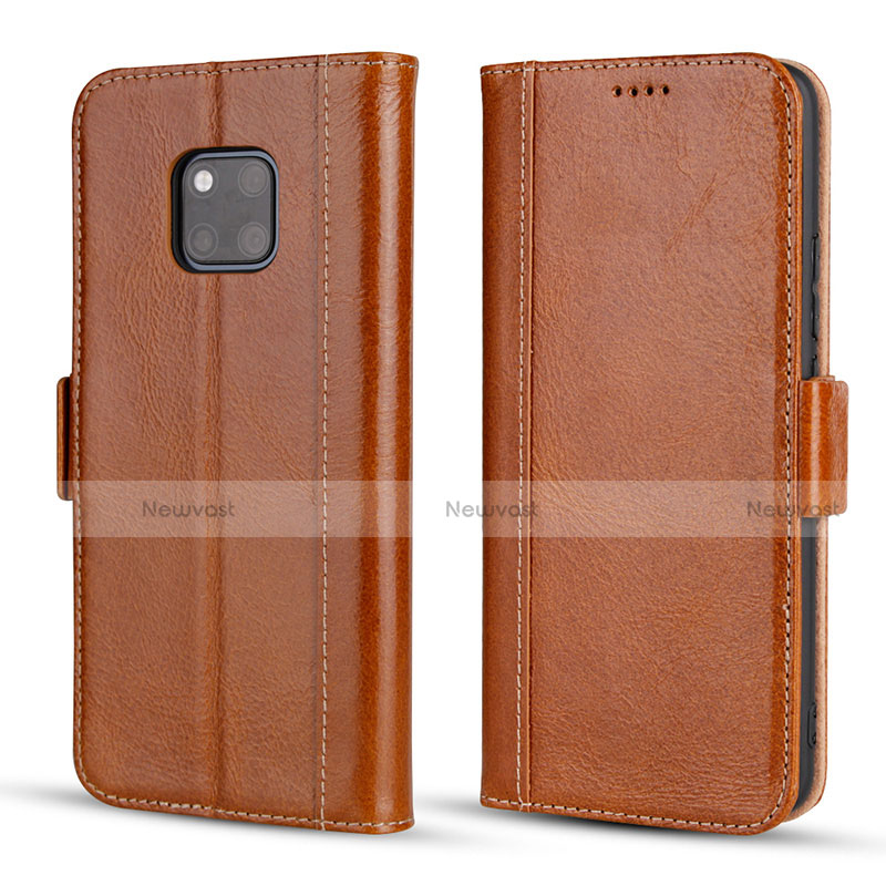 Leather Case Stands Flip Cover P03 Holder for Huawei Mate 20 Pro Orange