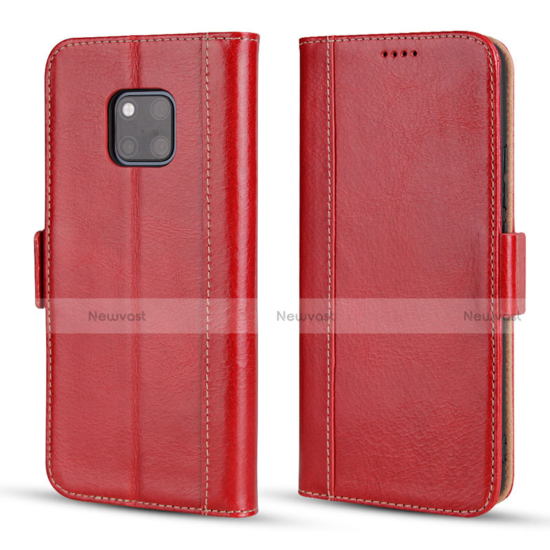 Leather Case Stands Flip Cover P03 Holder for Huawei Mate 20 Pro Red