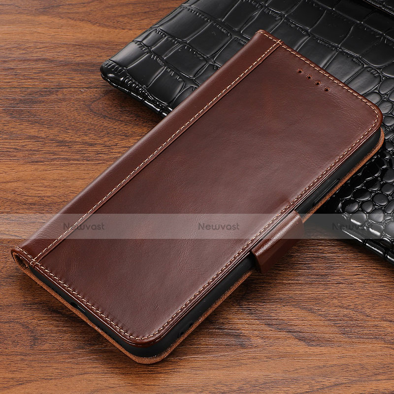 Leather Case Stands Flip Cover P04 Holder for Apple iPhone Xs Brown