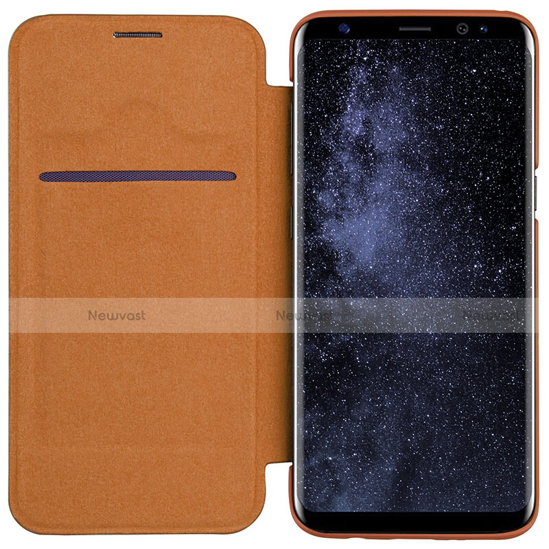 Leather Case Stands Flip Cover S01 for Samsung Galaxy S8 Brown