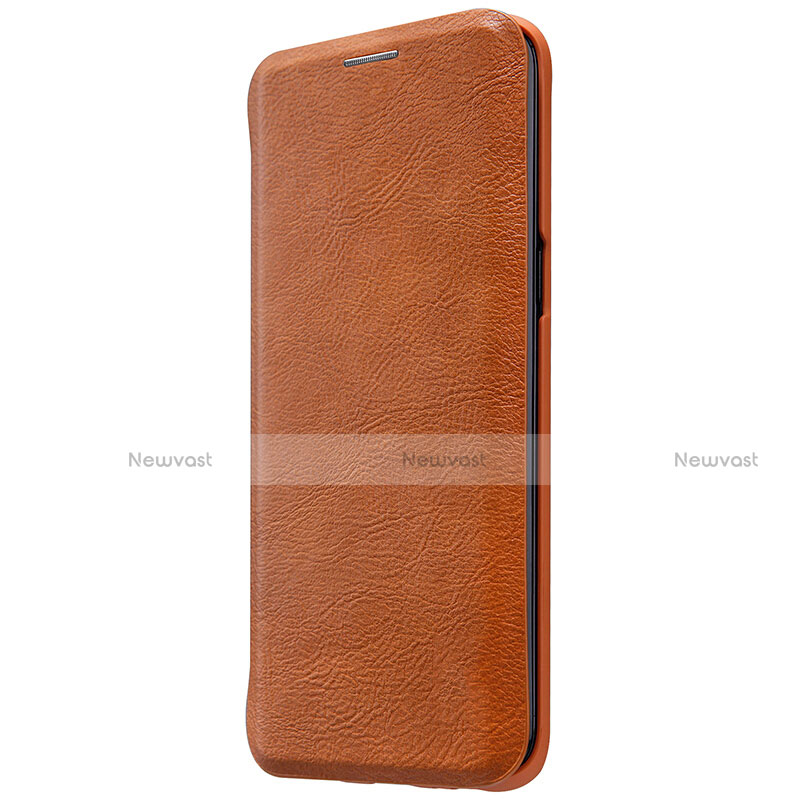 Leather Case Stands Flip Cover S01 for Samsung Galaxy S8 Brown