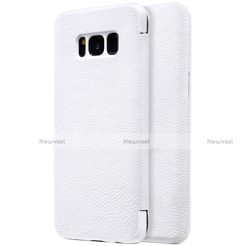 Leather Case Stands Flip Cover S01 for Samsung Galaxy S8 White