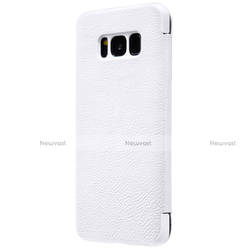 Leather Case Stands Flip Cover S01 for Samsung Galaxy S8 White