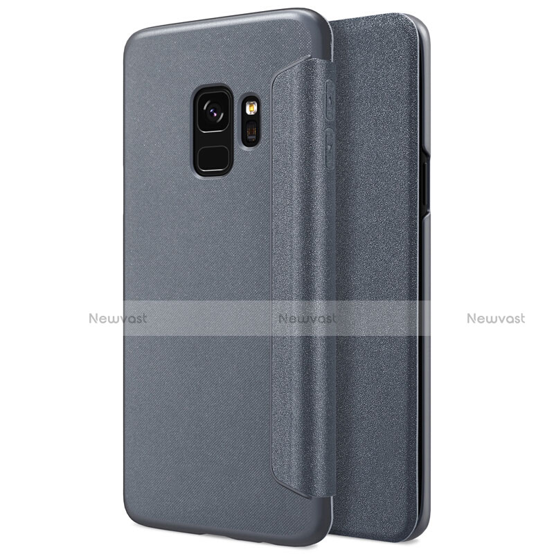 Leather Case Stands Flip Cover S01 for Samsung Galaxy S9 Black