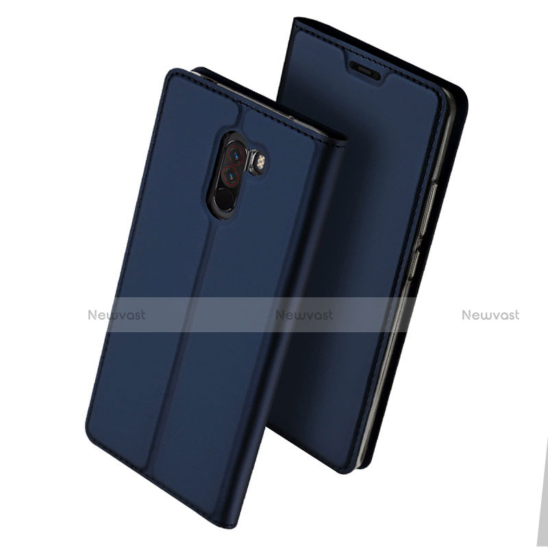 Leather Case Stands Flip Cover S01 for Xiaomi Pocophone F1 Blue