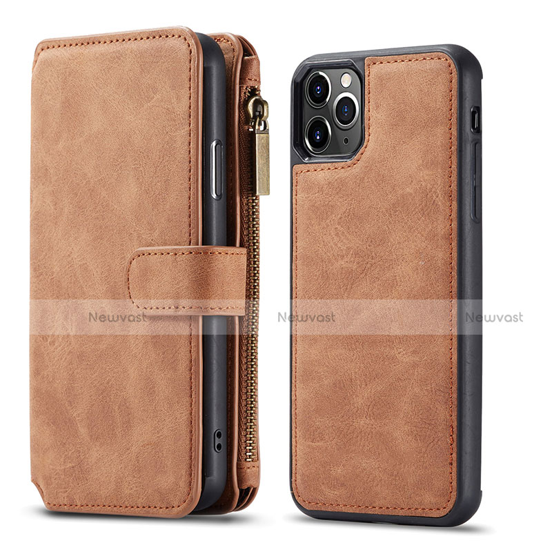 Leather Case Stands Flip Cover T01 Holder for Apple iPhone 11 Pro Max Brown