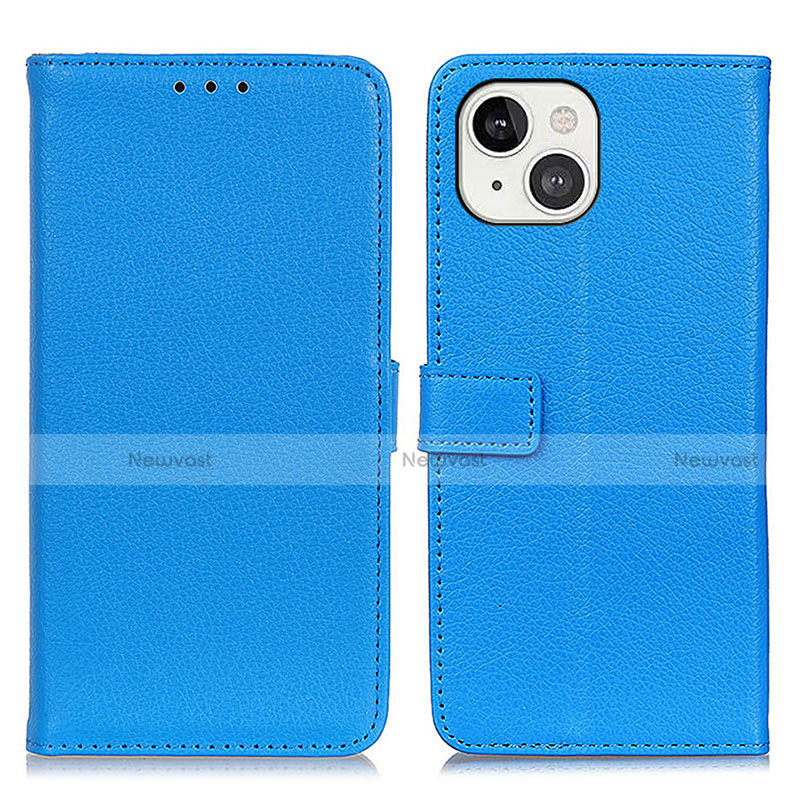 Leather Case Stands Flip Cover T01 Holder for Apple iPhone 13 Blue