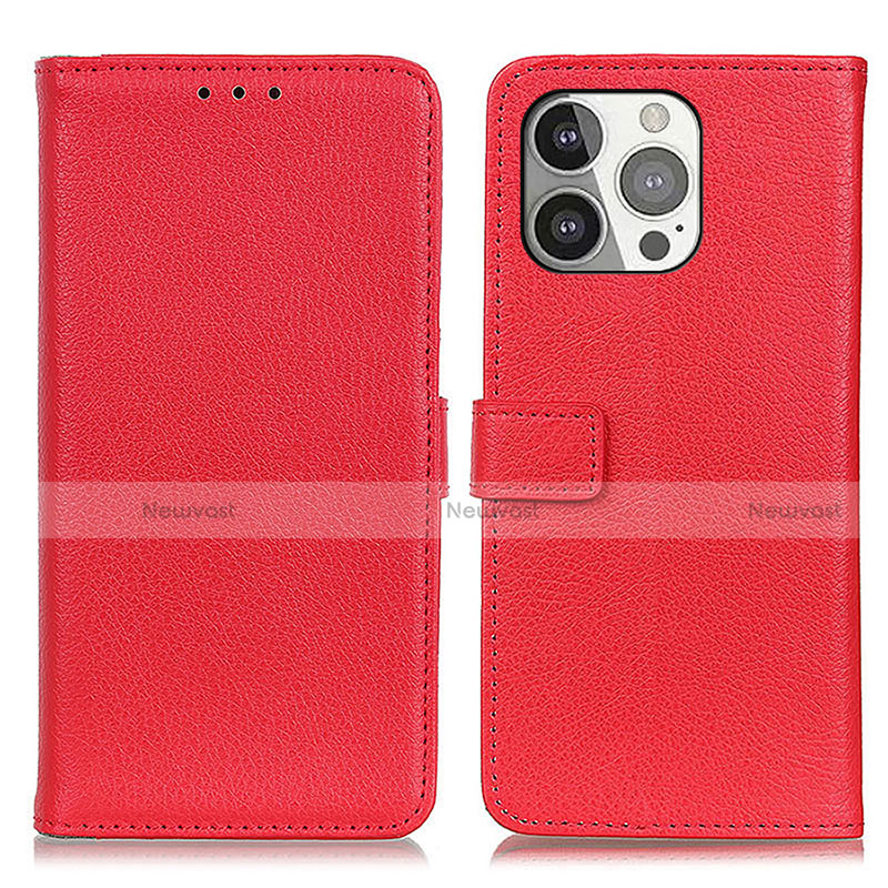 Leather Case Stands Flip Cover T01 Holder for Apple iPhone 13 Pro Max Red