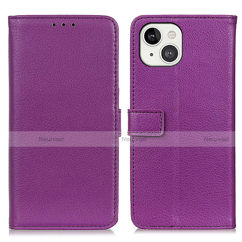 Leather Case Stands Flip Cover T01 Holder for Apple iPhone 13 Purple