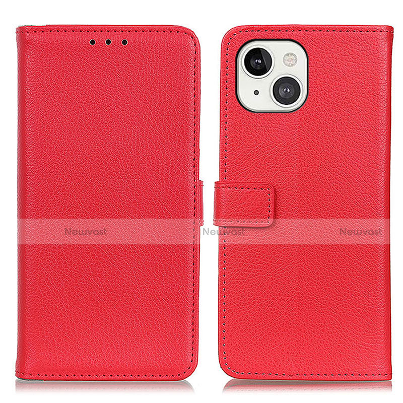 Leather Case Stands Flip Cover T01 Holder for Apple iPhone 13 Red