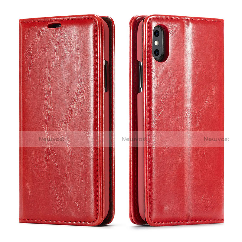 Leather Case Stands Flip Cover T01 Holder for Apple iPhone X Red