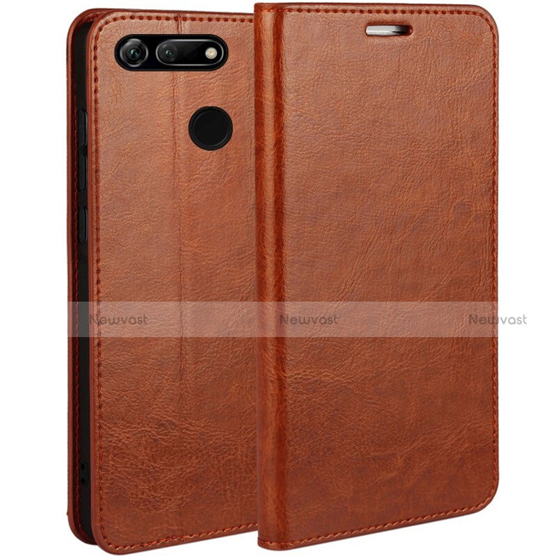 Leather Case Stands Flip Cover T01 Holder for Huawei Honor V20 Orange