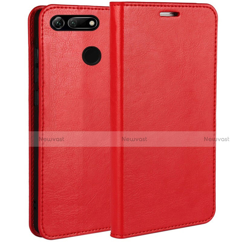 Leather Case Stands Flip Cover T01 Holder for Huawei Honor V20 Red