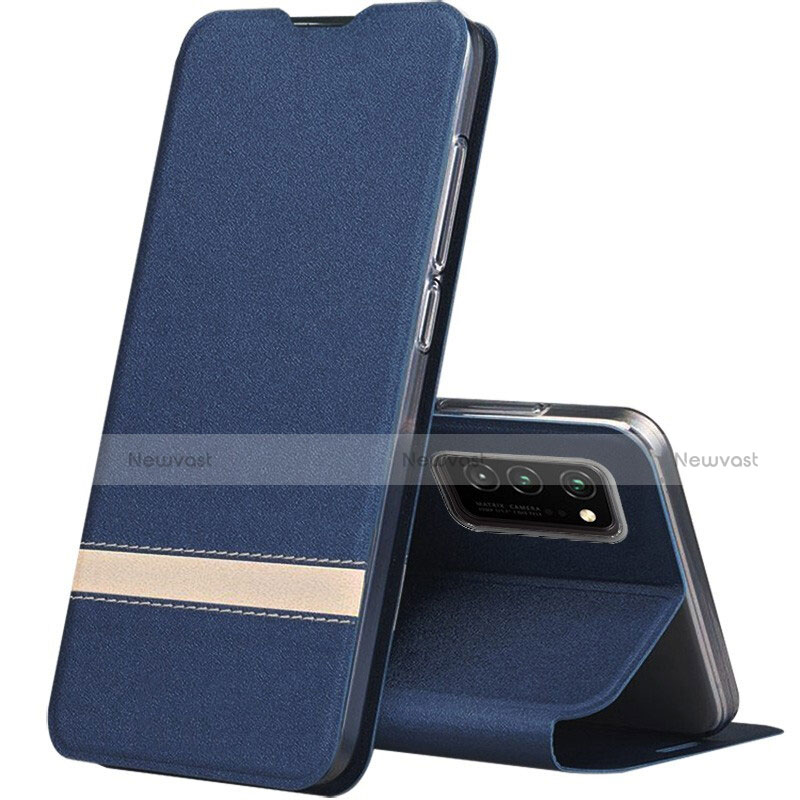 Leather Case Stands Flip Cover T01 Holder for Huawei Honor V30 5G Blue