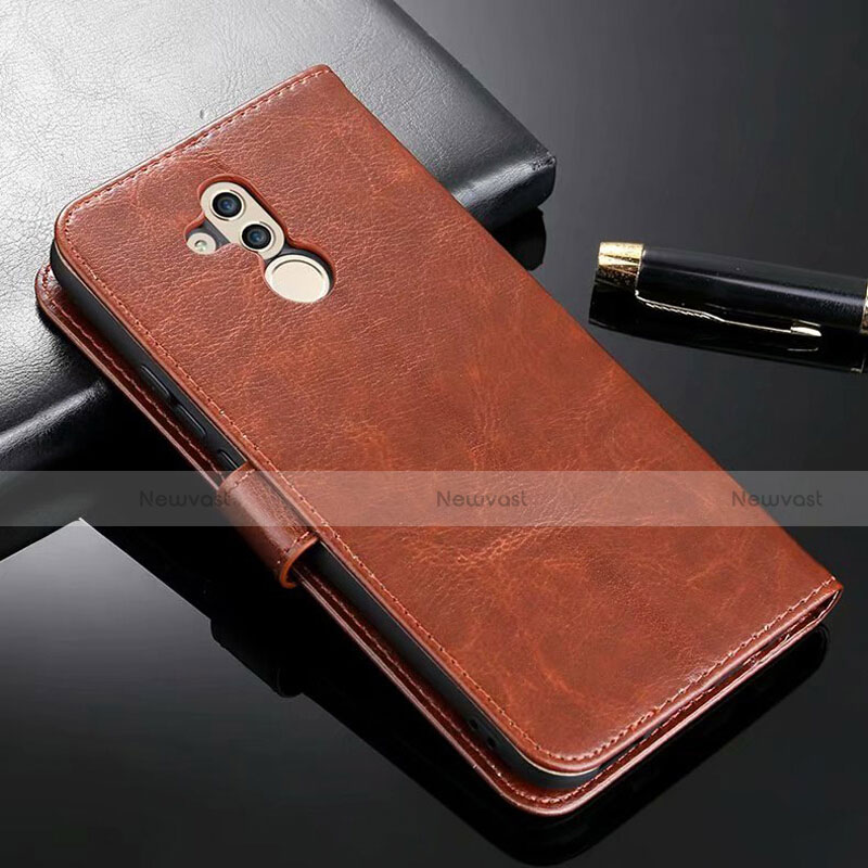 Leather Case Stands Flip Cover T01 Holder for Huawei Mate 20 Lite Brown