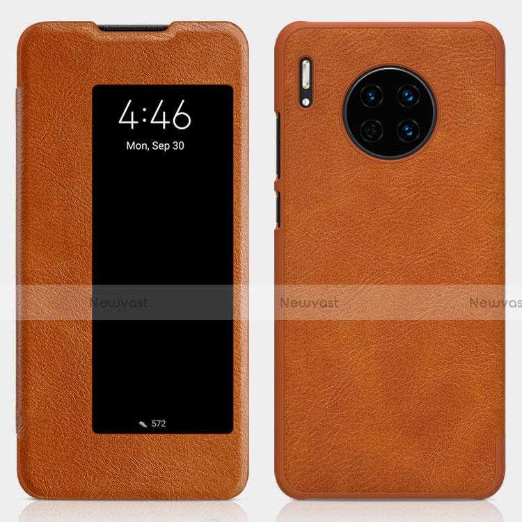 Leather Case Stands Flip Cover T01 Holder for Huawei Mate 30 5G Orange