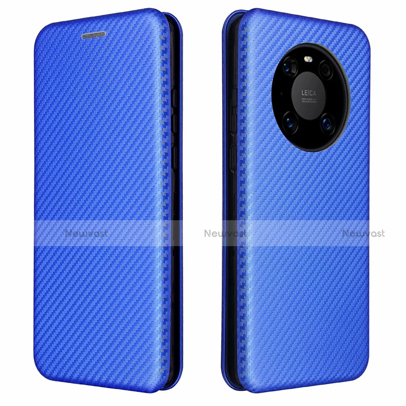 Leather Case Stands Flip Cover T01 Holder for Huawei Mate 40 Pro Blue