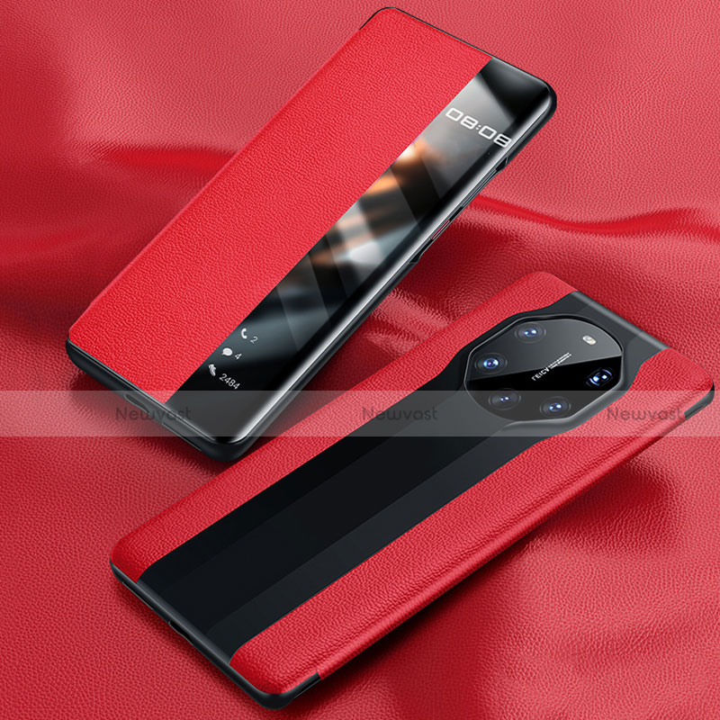 Leather Case Stands Flip Cover T01 Holder for Huawei Mate 40 RS Red