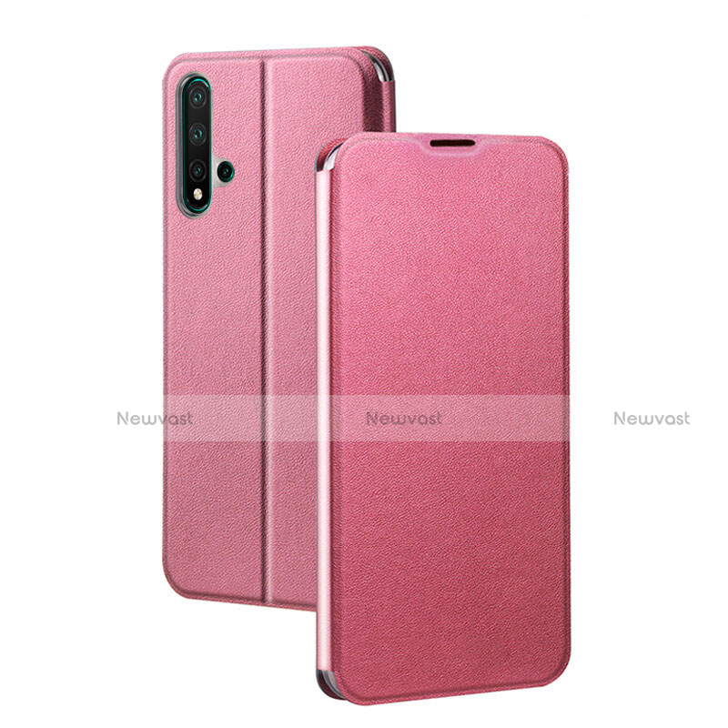 Leather Case Stands Flip Cover T01 Holder for Huawei Nova 5 Pink