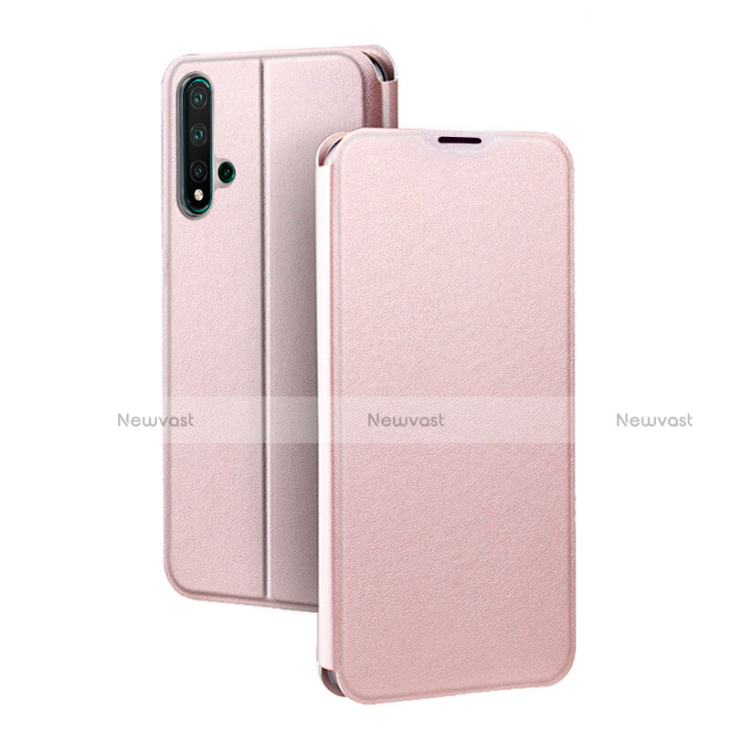 Leather Case Stands Flip Cover T01 Holder for Huawei Nova 5 Pro Rose Gold