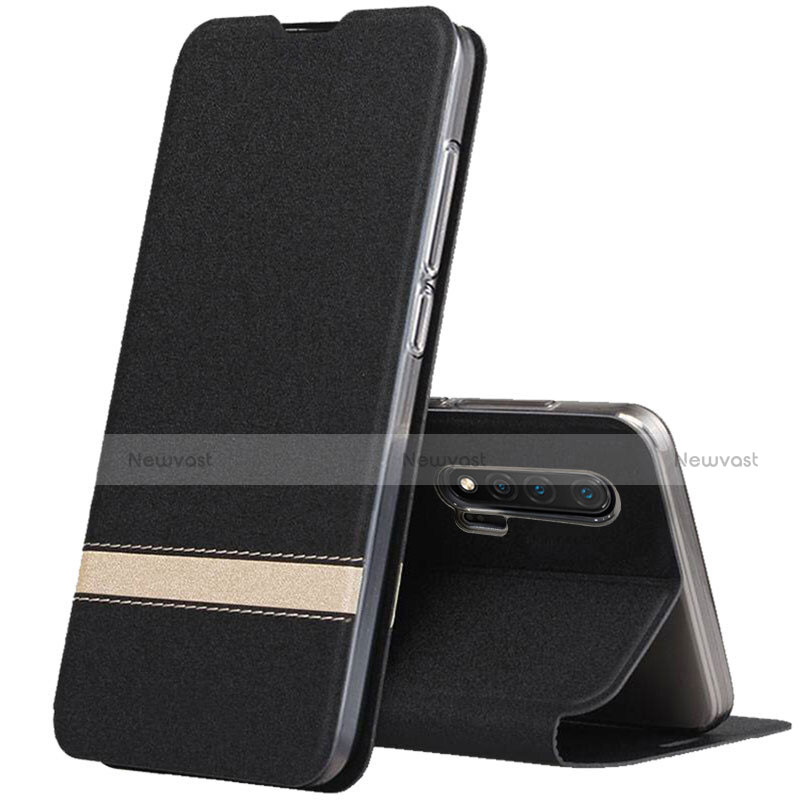 Leather Case Stands Flip Cover T01 Holder for Huawei Nova 6 Black