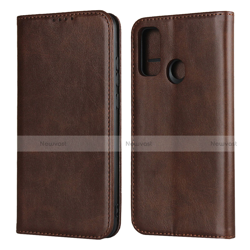 Leather Case Stands Flip Cover T01 Holder for Huawei Nova Lite 3 Plus Brown