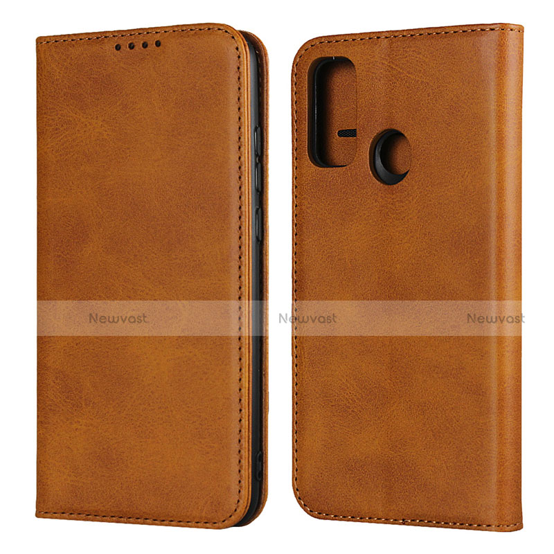 Leather Case Stands Flip Cover T01 Holder for Huawei Nova Lite 3 Plus Light Brown