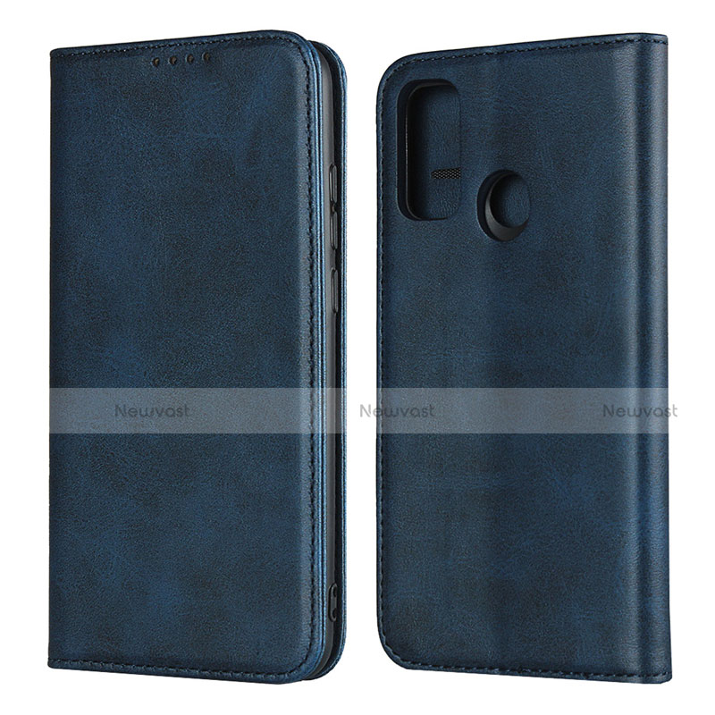 Leather Case Stands Flip Cover T01 Holder for Huawei P Smart (2020) Blue